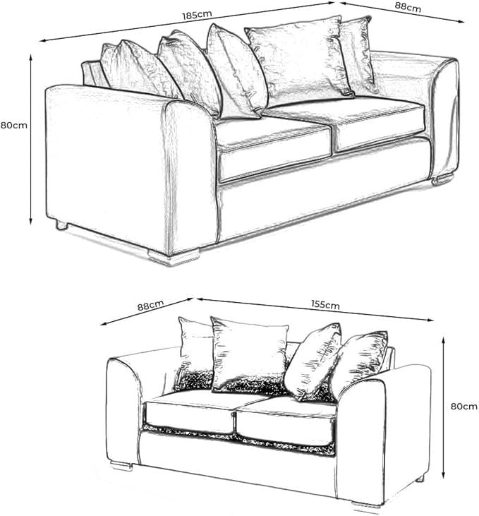 3 Seater 2 Seater Modern Sofa Suite Light Grey