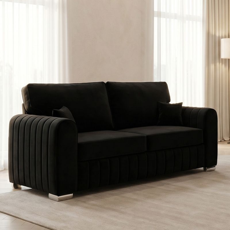 Lilly Sofa Set – 3+2 Seater | Luxury Plush Fabric | High Back Design | Black