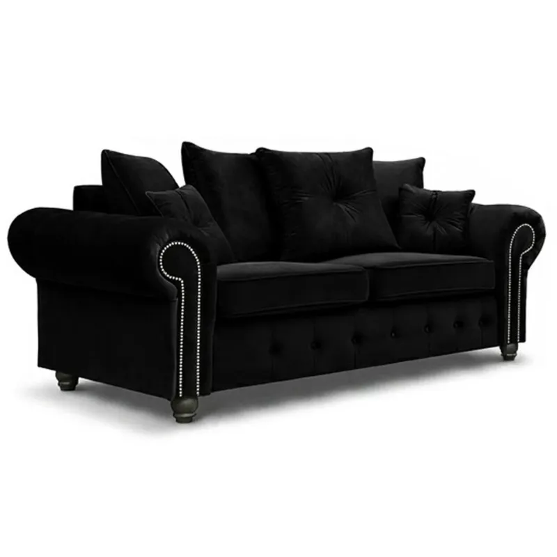 3 Seater Sofa Nicole Chesterfield Black Couch