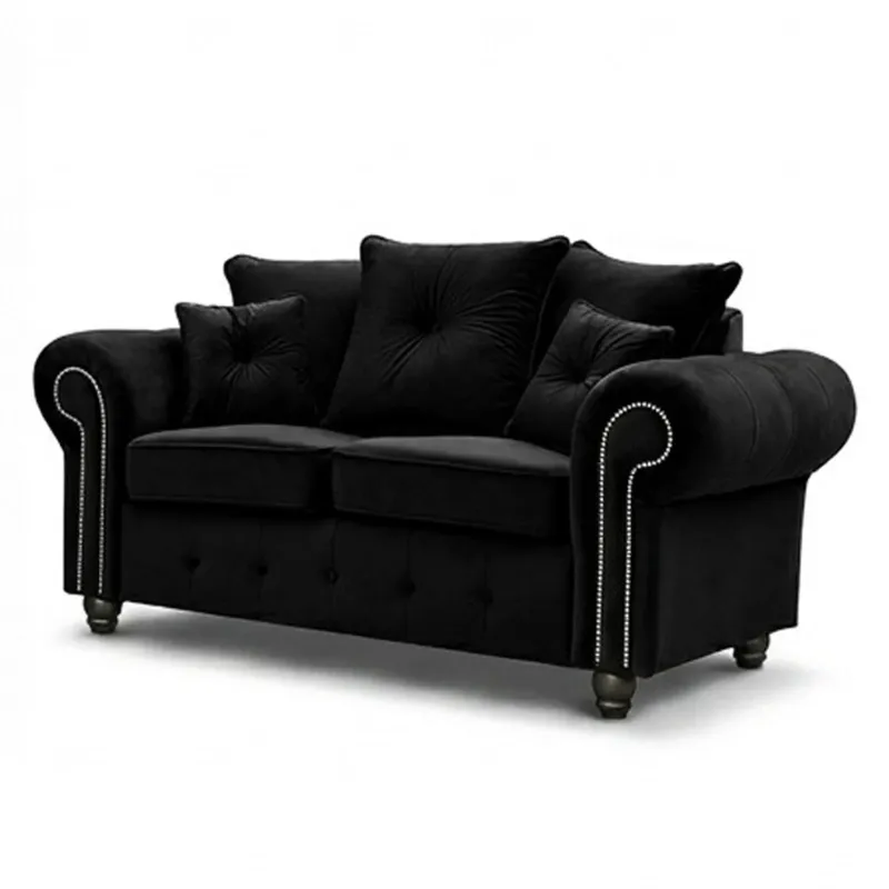 2 Seater Sofa Nicole Chesterfield Black Couch