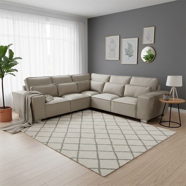Modular Silver 2C2 Sofa Sloane Chunky Upholstered Soft Velvet Full Back Cushions  5 Seater Deep Foam Filled Seating Corner Couch