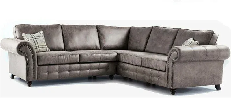 Contemporary 5-Seater Black Leather Sofa || Tufted Buttons Couch