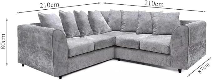 Alaska Light Grey Corner Settee – Dual Arm 2C2 Modular Scatter Back Couch – Soft Upholstered Sectional Sofa Suite for Living Room