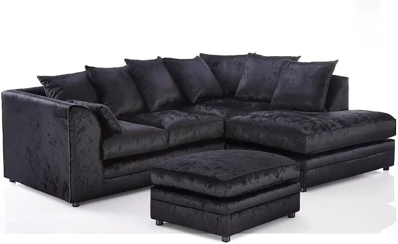 Black Cheswick Corner Sofa Sectional Modular Couch Left/Right Hand with Footstool