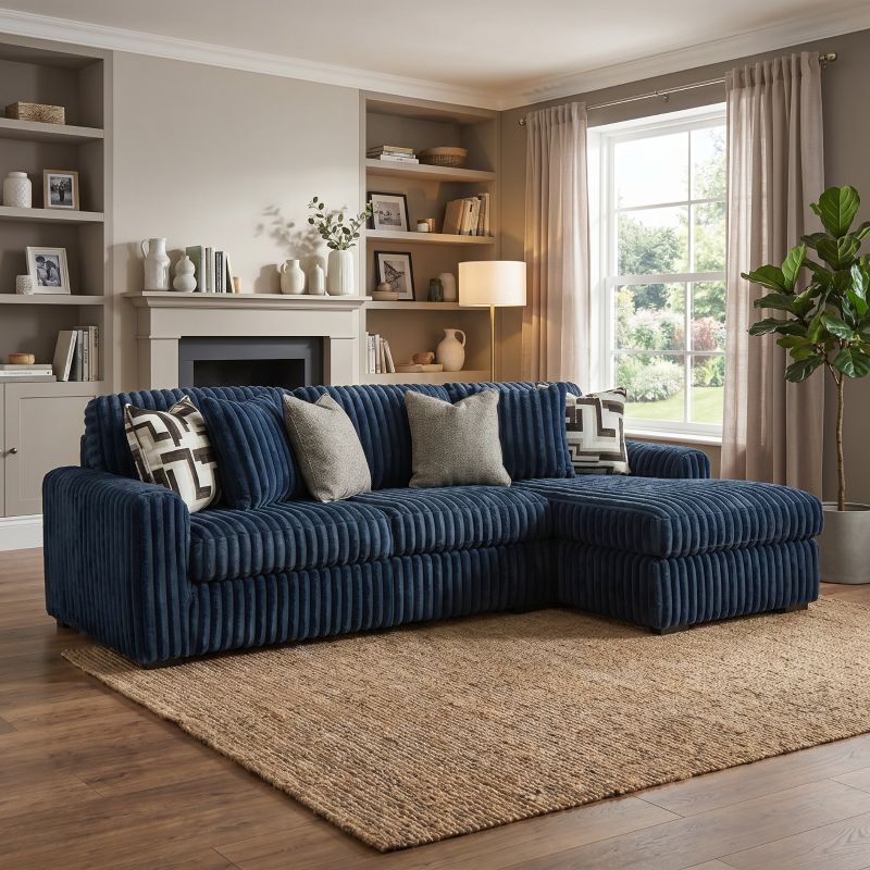 Midnight Madness 2 Piece Sectional Sofa with Chaise -BLUE