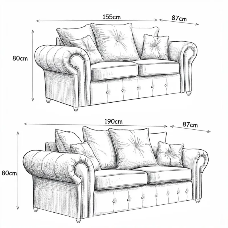 Nicole Chesterfield Black Corner Couch Plush Velvet Comfy 3/2 Settee Sofa