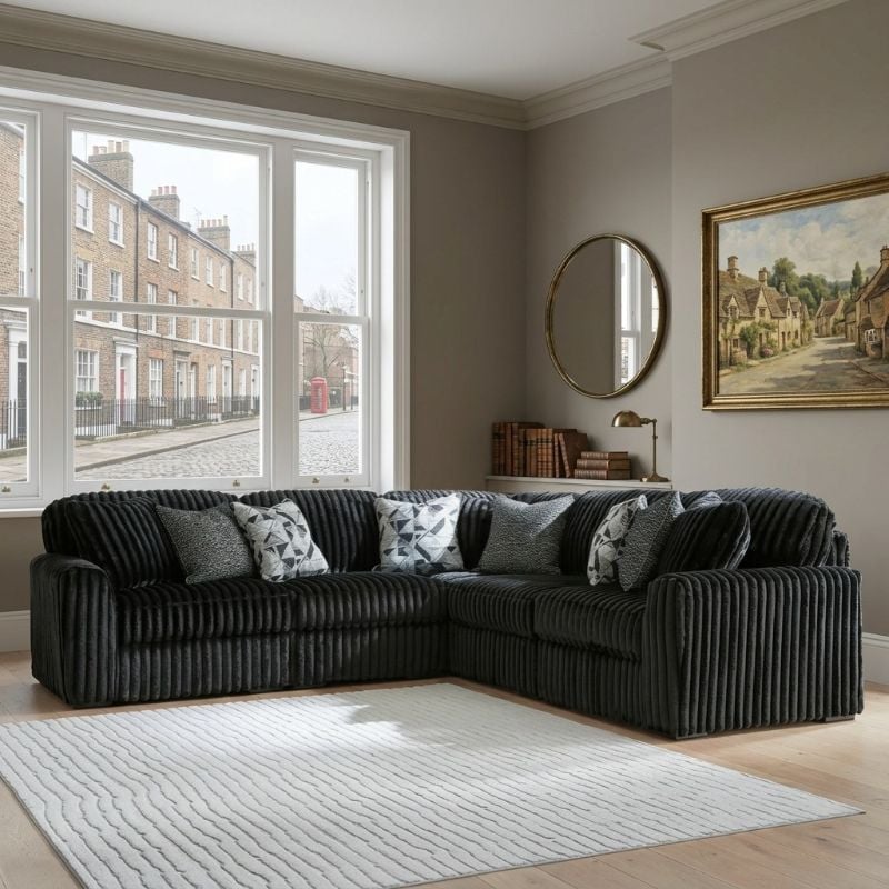 Stupendous 2C2 Black  Sectional 3 Piece Sofa