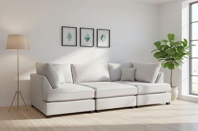 Mini U-Shape Corner Sectional Sofa with Moveable Footstool Comfortable 6/7Settee