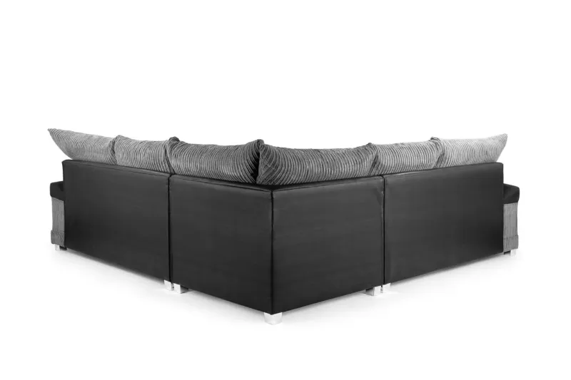 Logan 5-Seater Corner Sofa – Luxury Jumbo Cord & Leather 2C2 Design | High Back Modern Living Room Settee