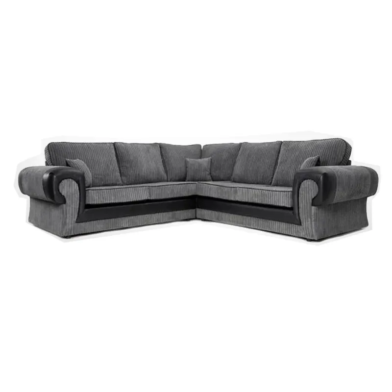 Tango Corner Sectional Couch Jumbo Cord 3 2 Seater Sofa Grey/Beige Arm Chair