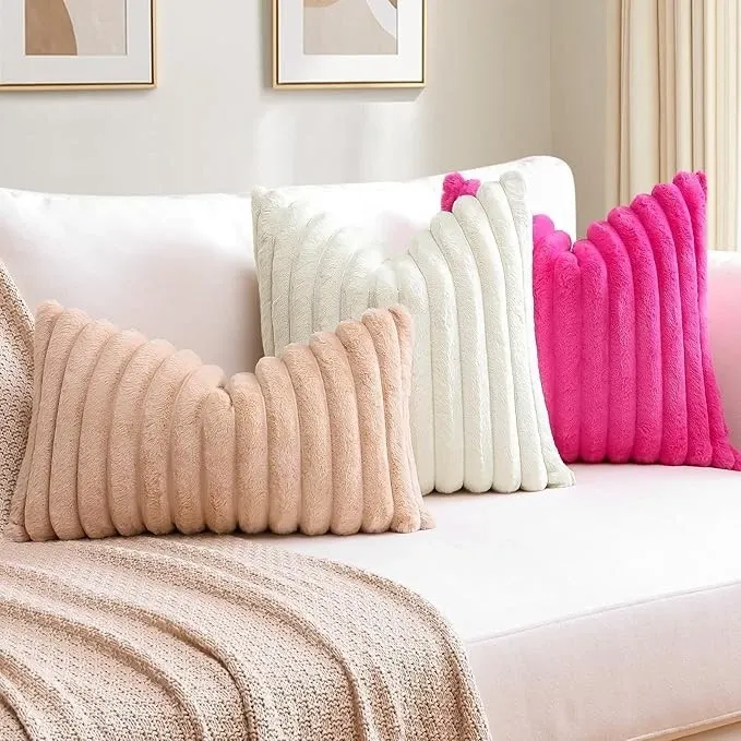 Soft Cushions Set 1,2 £ 4 Cream Square Cushion with Covers For Modern Sofa