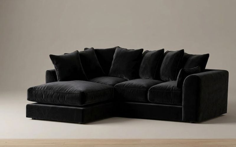 Brooklyn Plush Velvet Corner Sofa – Luxury 4 Seater L-Shape Sofa Suite with Premium Fiber Filled Cushions, Modern Deep Seating & Right or Left Hand Facing  for Living Rooms