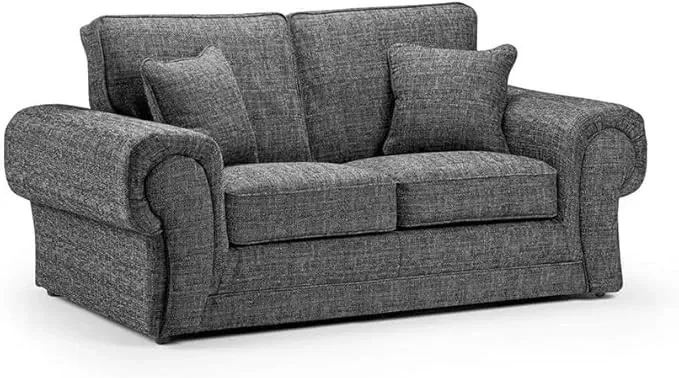 3 2 Seater Sofa Set Formal Back Comfy Chesterfield grey Large Footstool Chair