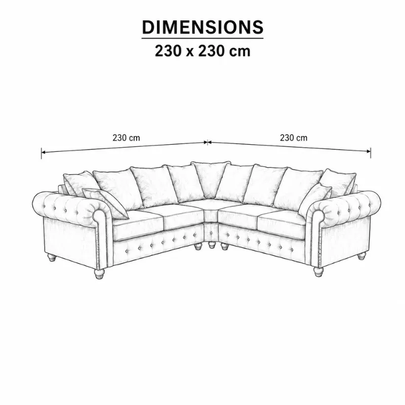 Black 2C2 Nicole Chesterfield Corner Couch Plush Velvet Comfy 3/2 Settee Sofa Footrest