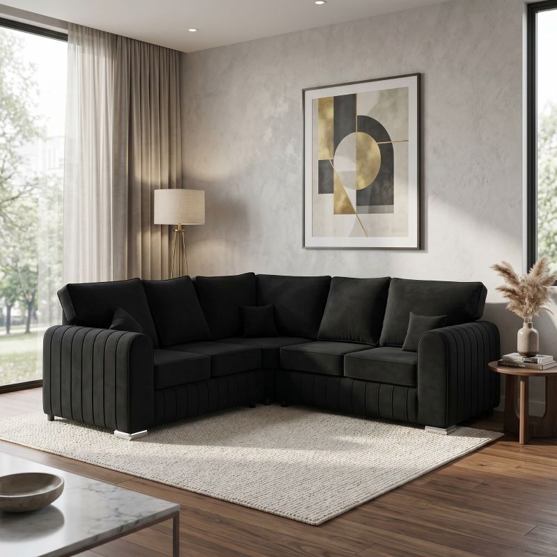 BLACK  Lilly Corner 5 Seater Sofa