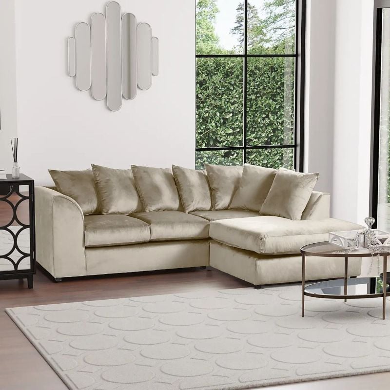 Brooklyn Plush Velvet Corner Sofa – Luxury 4 Seater L-Shape Sofa Suite with Premium Fiber Filled Cushions, Modern Deep Seating & Right or Left Hand Facing  for Living Rooms