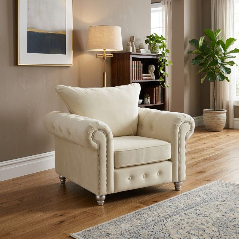 Luxury Ashwin High Back Chesterfield Chair Cream – Modern Statement Seating