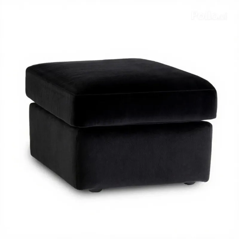 Black Plush Velvet Footstool
