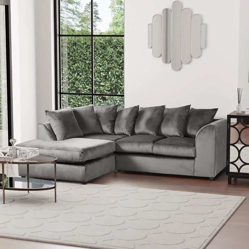 Brooklyn Plush Velvet Corner Sofa – Luxury 4 Seater L-Shape Sofa Suite with Premium Fiber Filled Cushions, Modern Deep Seating & Right or Left Hand Facing  for Living Rooms