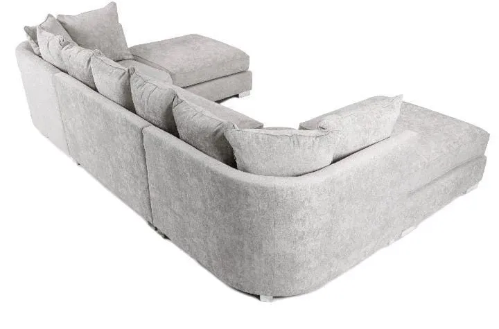 Cream Alaska Large U Shape Corner Sofa with Moveable Footstool