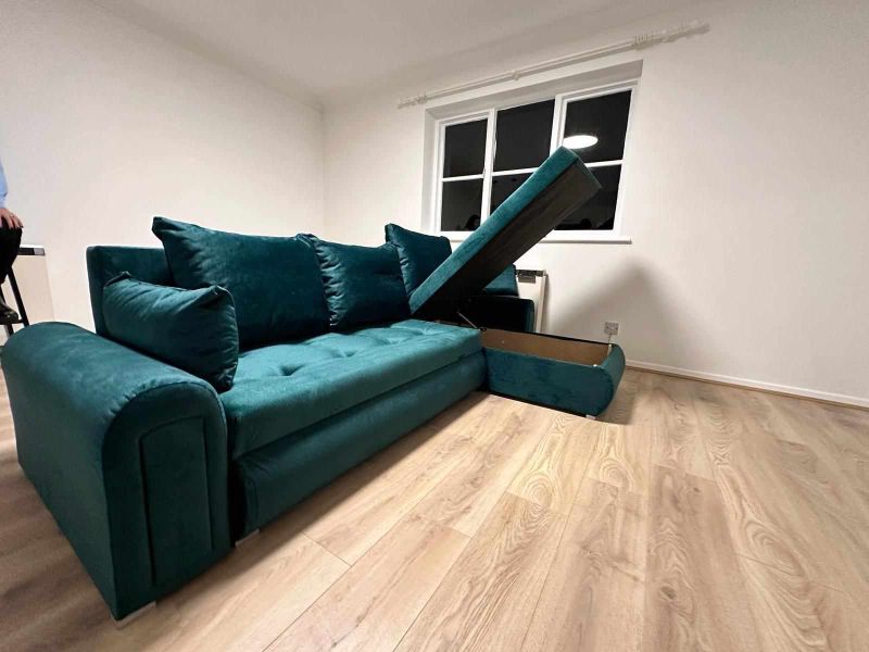 Berlin Left & Right Arm Sofa Bed Green Pulled Out Corner Sofa Bed