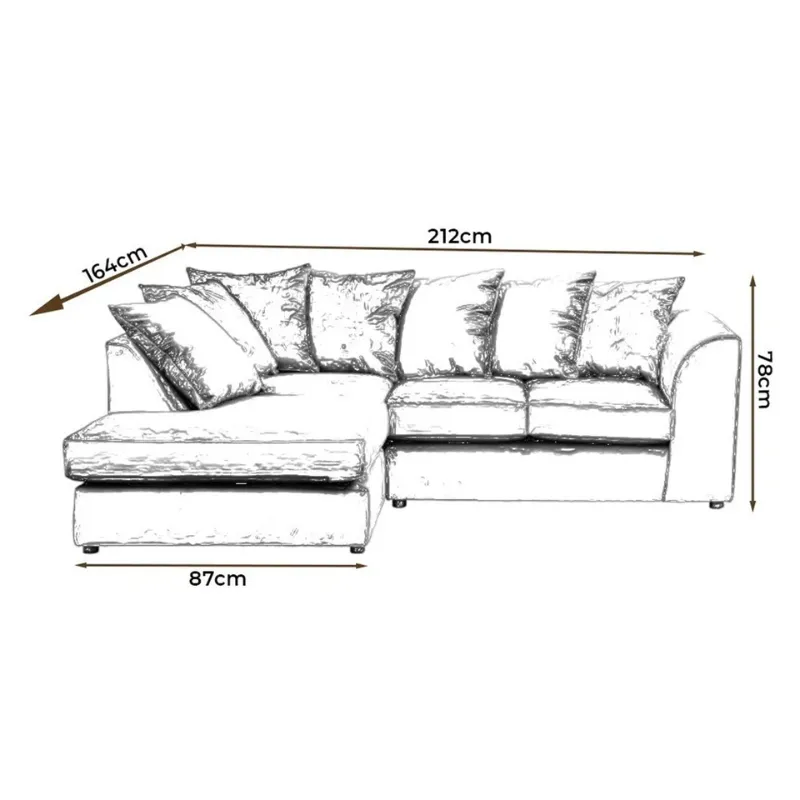 Dylan Corner 4 Seater Left Hand    Right Hand Facing l-Shape GREY Jumbo Cord Sofa