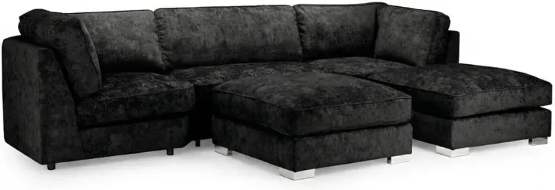 Chenille Black Bishop Large U-Shape Sofa