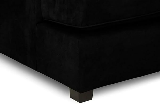Black Carnaby Plush Velvet  Cinme U-Shape Corner Couch Moveabe Footstool