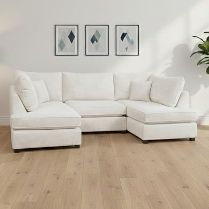 Mini U-Shape Corner Sectional Sofa with Moveable Footstool Comfortable 6/7Settee
