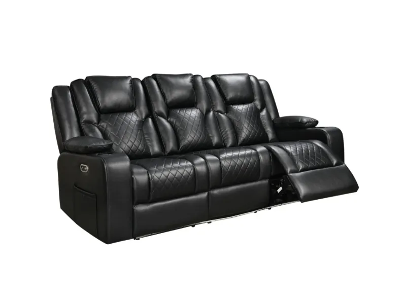 Electric Recliner 3+2 Sofa Set Orlando Black Leather | USB, LED and Cupholders