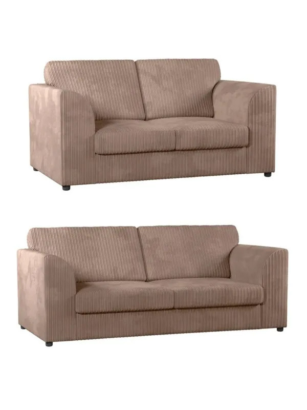 3/2 Seated Sofa Set Jumbo Cord Grey/Brown/Black 3 2 Seater Couch & Footstool