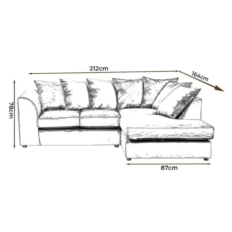 Dylan Corner 4 Seater Left Hand    Right Hand Facing l-Shape GREY Jumbo Cord Sofa