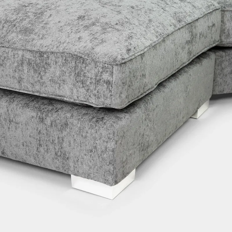 Modern Grey Alaska Large U Shape Corner Sofa with Moveable Footstool Family Couch