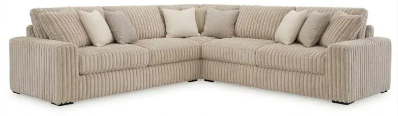 Stupendous 2C2 Beige Sectional 3 Piece Sofa