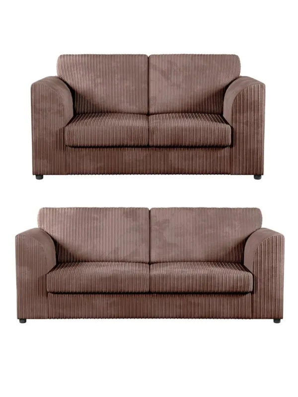 3/2 Seated Sofa Set Jumbo Cord Grey/Brown/Black 3 2 Seater Couch & Footstool