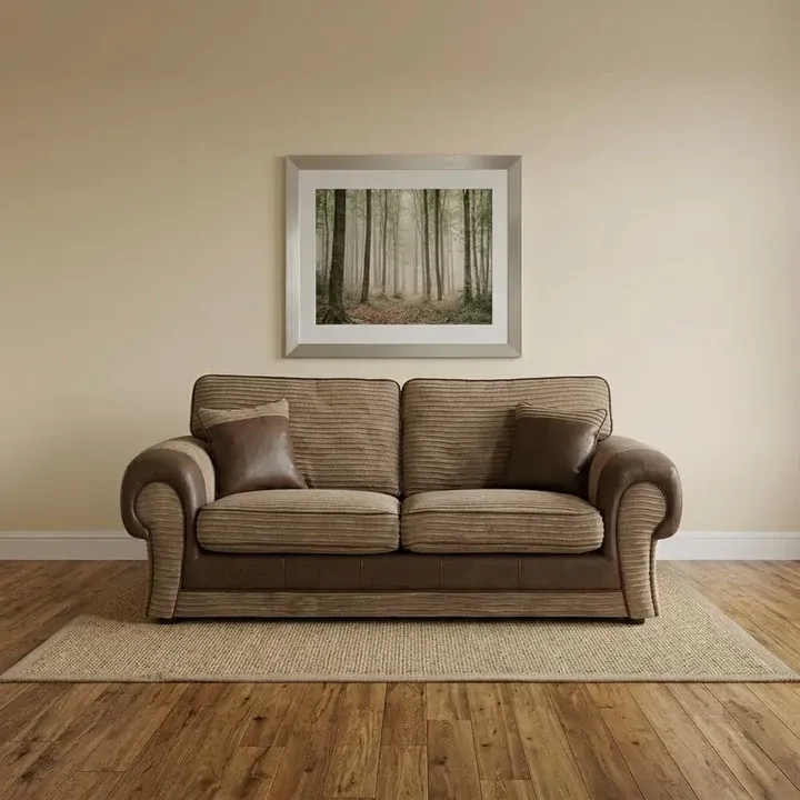 Beige 3 Seater 2 Seater Jumbo Cord Tango Sofa Suite