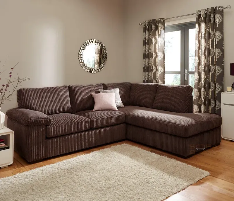 Amalfi Luxury L Shape 5 Seater Right / Left Hand Corner Sofa – Premium Jumbo Corduroy Fabric Modern Living Room Suite