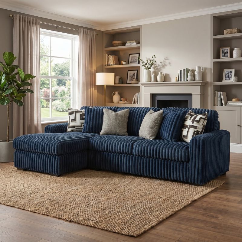 Midnight Madness 2 Piece Sectional Sofa with Chaise -BLUE