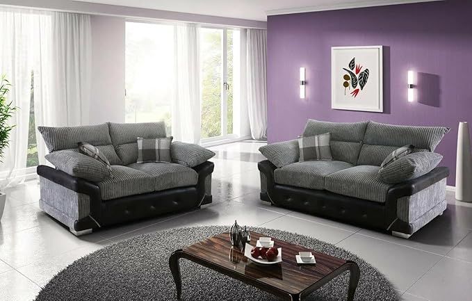 Logann 3+2 Sofa,  Grey 3 and 2 Seater Sofa Suite - Contemporary Lounge Sofa Set