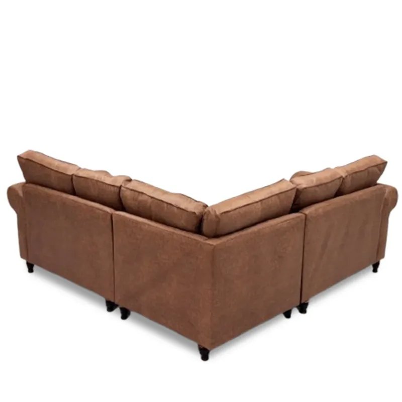 Oakland Suede Leather Brown 2c2 Corner Sofa~ Chesterfield Couch