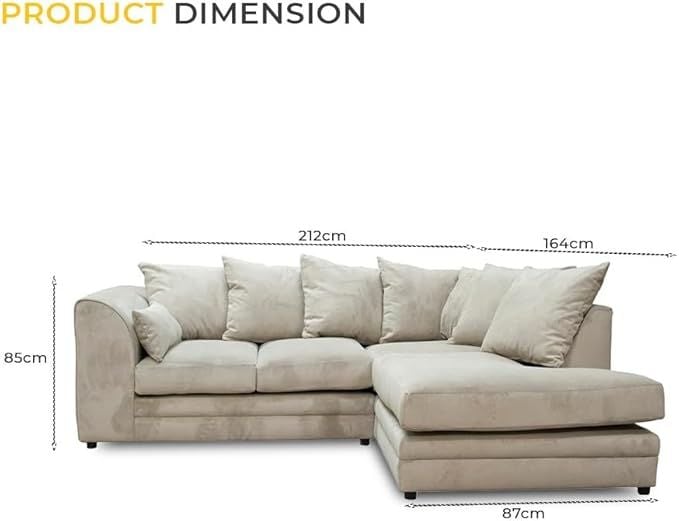 Cheswick Corner Sofa Suite 4 Seater L-Shape Premium Deep Seat Fabric Sofa Set Right & Left Hand Facing