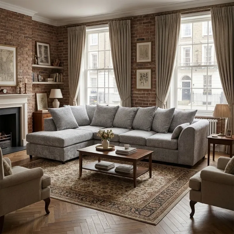 Corner Light Grey Chenille Alaska 5&6 Seater sofa Modular Left/Right Hand couch