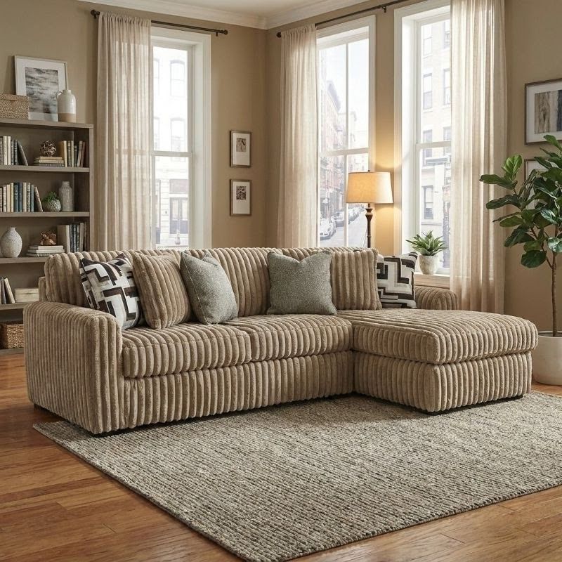Stupendous 2 Piece Sectional Sofa with Chaise -Beige