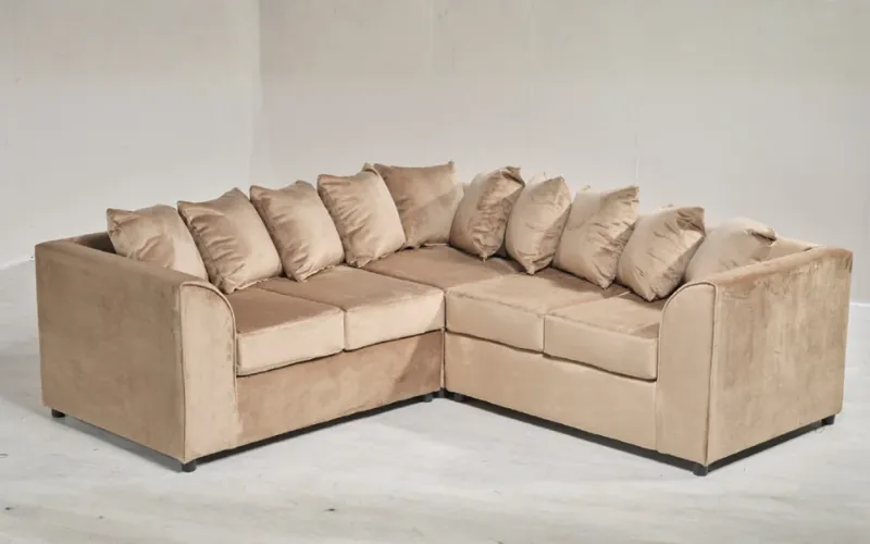 Beige Modular 5 Seater L Shape Modern Couch 2C2 Scatter Cushions Corner Sofa