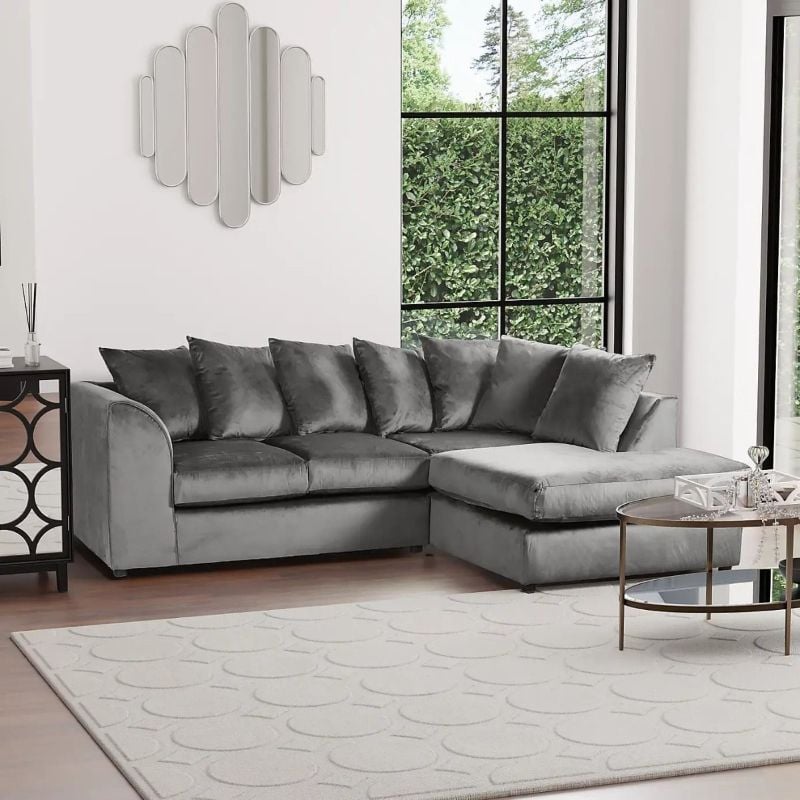 Brooklyn Plush Velvet Corner Sofa – Luxury 4 Seater L-Shape Sofa Suite with Premium Fiber Filled Cushions, Modern Deep Seating & Right or Left Hand Facing  for Living Rooms