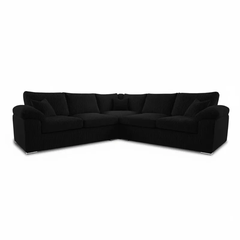 5 Seater Full Back Sofa Jumbo Cord Corner L-Shape Couch