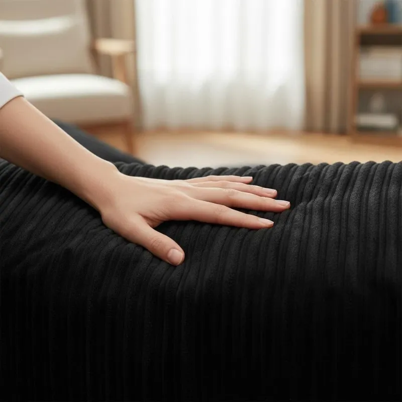 5 Seater Full Back Sofa Jumbo Cord Corner L-Shape Couch