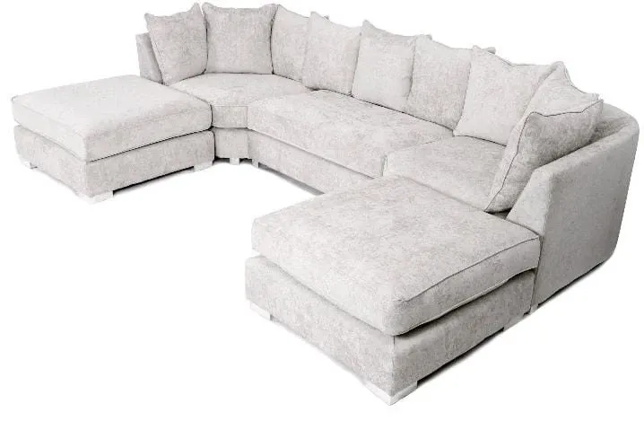 Cream Alaska Large U Shape Corner Sofa with Moveable Footstool