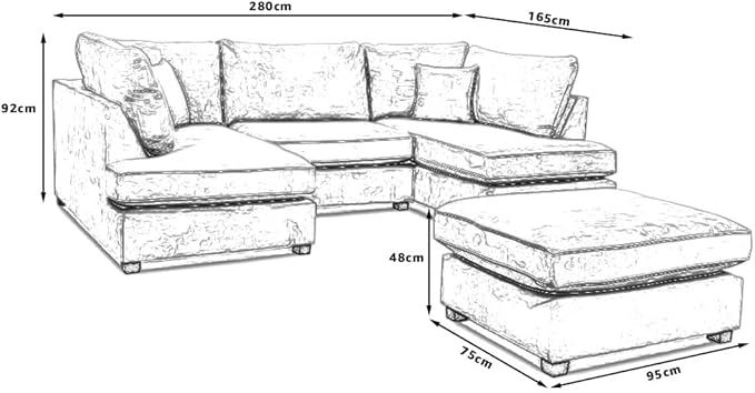 Mini U-Shape Corner Sectional Sofa with Moveable Footstool Comfortable 6/7Settee