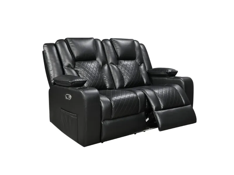 Electric Recliner 3+2 Sofa Set Orlando Black Leather | USB, LED and Cupholders